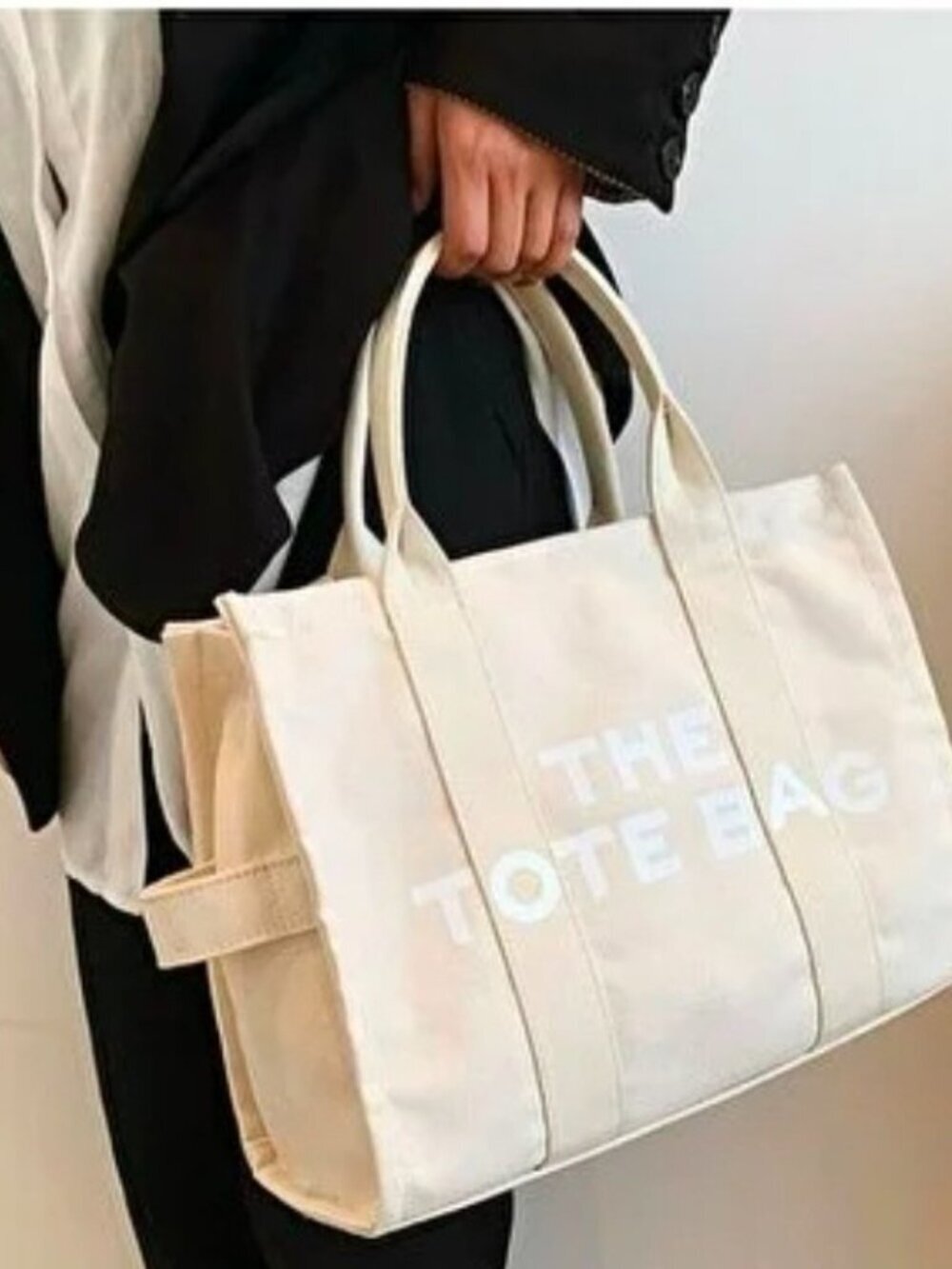 Marc Jacobs The Tote Bag Ivory Canvas Medium Tote Crossbody Zip Top
